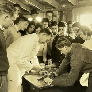 Vintage Photo 1930’s Men Class Anatomy Dissection Medical School Chicken - Picture 1 of 4