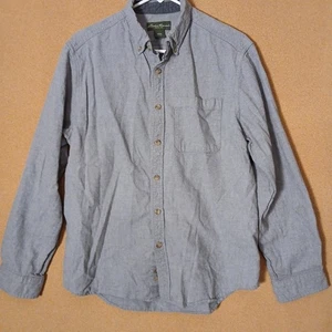 Eddie Bauer Herren Langarm 100% Baumwolle Button Down Grau Größe L - Bild 1 von 9