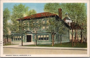 Vintage ABERDEEN, South Dakota Postcard MASONIC TEMPLE Street View / 1917 Cancel - Picture 1 of 2