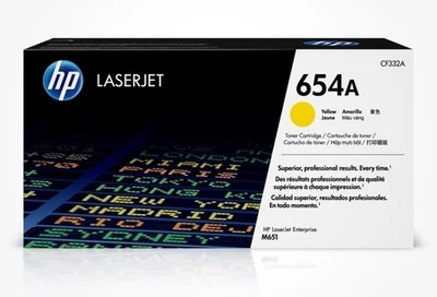 Cartucho de tóner láser amarillo original HP 654A CF332A Enterprise M651 SELLADO Foto 1 de 4