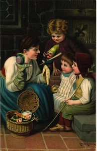 Antigua postal vintage niñas y muñecas de juguete (1000) - Imagen 1 de 2