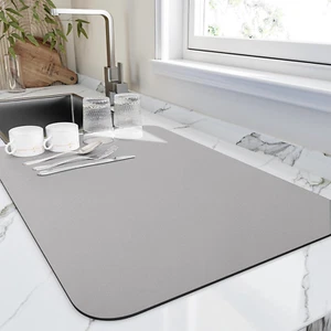 Dish Drying Mat for Kitchen Counter, Heat Resistant Drainer Mats with Non-Slip R - Picture 1 of 13