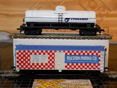 HO Set/2 Tyco Wood Reefer Ralston Purina MRS4554 & Cyanamid Tank Car (030419) - Image 1 of 4