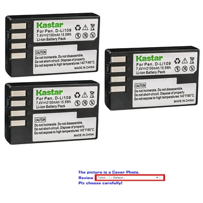 Kastar Replacement Battery for Pentax D-Li109 D-BC109 & Pentax K-70 K70 Camera - Image 1 of 3