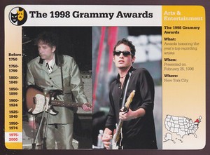 THE 1998 GRAMMY AWARDS Jakob Bob Dylan Photo GROLIER STORY OF AMERICA CARD