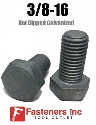 BRIGHTON 3/8"-16 Hex Cap Screw Hot Dipped Galvanized Hex Bolt 3/8-16