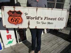 VINTAGE PHILLIPS 66 MOTOR OIL SIGN ON A 1947 COCA COLA SIGN BLANK LOOK ! - Picture 1 of 12