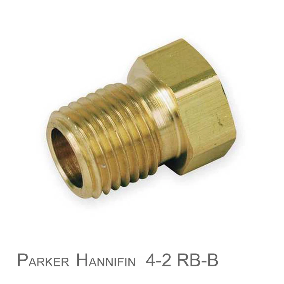 2 pcs PARKER HANNIFIN  - 1/4"NPT(M) x 1/8"NPT(F) Brass Reducing Bushing 4-2 RB-B - Image 1 of 1