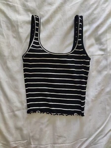 Camiseta sin mangas Liz & Sara negra blanca a rayas elástica pequeña S - Imagen 1 de 3