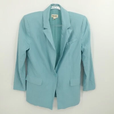Open Edit Jacket Womens XS Blue Blazer Linen Button Front Oversized Nordstrom - Image 1 of 4
