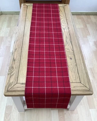 Bamburgh Red  Christmas Tartan Plaid Faux Wool lined table/Bed runner made - Image 1 of 3