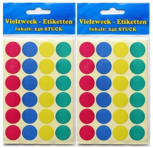 480 Markierungspunkte bunt groß 18mm Klebeetiketten selbstklebend Etiketten Büro - Bild 1 von 6