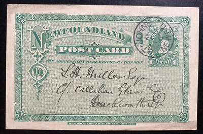 Cubierta de postal de papelería postal de Terranova de St Johns 1900 Foto 1 de 2
