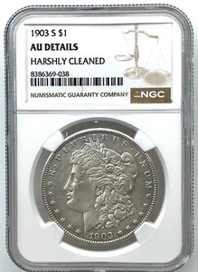 1903 S $1 Morgan Silver Dollar  NGC AU Details Harshly Cleaned - Picture 1 of 4