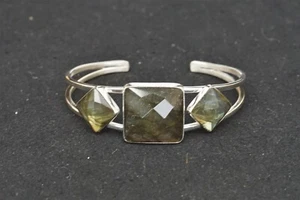 Jay King Desert Rose Trading Labradorit Lünette Set Manschette Armband 6,5" Silber 925 - Bild 1 von 6