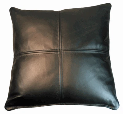 Cushion Cover Leather Pillow Throw Hair Decorative Genuine Decor Rug Black 16 - Image 1 of 3