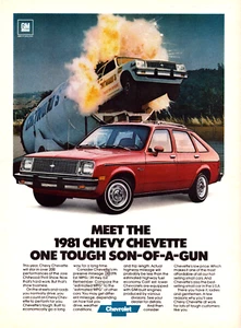 Chevrolet 1981 Chevy Chevette "Tough Son of a Gun" Red Car Vintage Print Ad 1980 - Picture 1 of 4