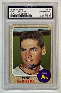 1968 Topps HOF TONY LARUSSA PSA/DNA MT SIGNED AUTO Baseball Card #571 A’S - Picture 1 of 2