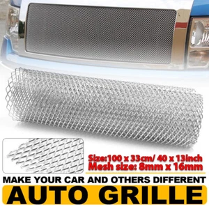 8 x 16mm Silver Aluminum Car Body Front Bumper Rhombic Grill Mesh 100 x 33cm - Picture 1 of 6