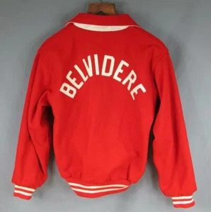 Vintage 1950s Belvidere H.S. Red Wool Varsity Jacket Reversible White Satin NJ - Picture 1 of 12
