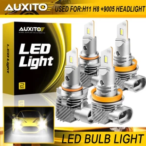AUXITO 9005+H11 LED Combo Headlight kit High Low Beam Bright Bulbs White Q10 EAW - Picture 1 of 27