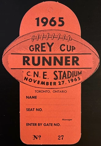1965 CFL Football Grey Cup Press Pass Hamilton Tiger Cats Winnipeg Blue Bombers Cover