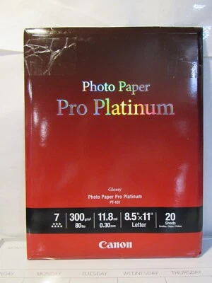 Papel fotográfico Canon Pro Platinum 8,5 x 11 brillante PT-101 20 hojas D3K Foto 1 de 4