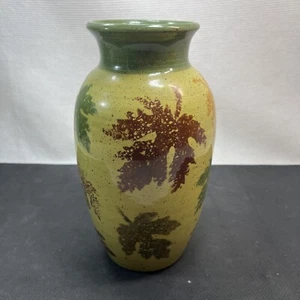 Original Debra Manfree handgeworfene Keramik Vase 9" hoch Blätter fallen grün - Bild 1 von 4