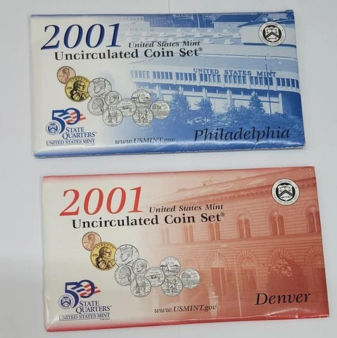 2001 USA Denver and Philadelphia 2 Copper Nickel Mint Sets Cover