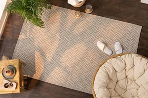 Outdoor Teppich "Beige" 120x180 cm, wetterfest, Kunststoff Balkon Terrasse - Bild 1 von 5