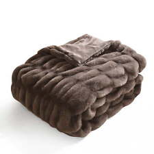 Better Homes & Gardens Dk Brown Polyester Faux Fur Reverse to Mink Throw Blanket