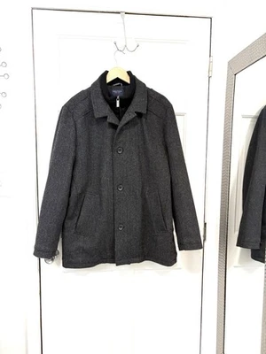 Abrigo Nautica Hombre Mezcla Lana Guisante Gris Carbón Tweed Espiga Gorpcore Talla L Foto 1 de 4