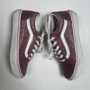 Vans Shoes Youth Junior 5.5 Girls Old Skool Glitter Casual Sneakers Pink Lace Up - Picture 1 of 8