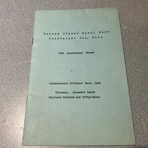 1953 GUANTANAMO BAY CUBA US NAVY BASE 50 ANNIVERSARY DINNER PAMPHLET BOOKLET - Picture 1 of 9