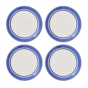 Portmeirion Potters Stripe Set of 4 15cm Bread Plates Blue - Picture 1 of 6