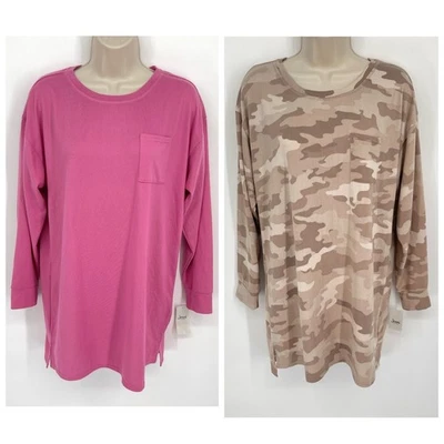 Paquete de 2 camisas para dormir Jenni nuevas con etiquetas para mujer talla S rosa burla, caramelo camuflaje Foto 1 de 4