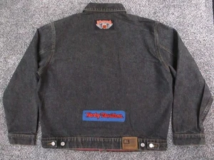 Polo Jeans Co Ralph Lauren Jacket Mens XL Denim Trucker Harley-Davidson Patches - Foto 1 di 21