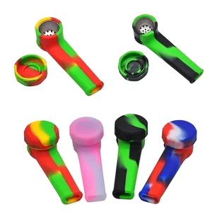 Pipa de fumar de silicona con cuenco y tapa de metal, | Pipas de fumar resistentes a los impactos - Imagen 1 de 5