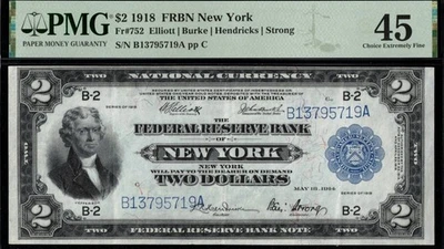 FR-752 1918 $2 F.R.B.N OF NEW YORK P.M.G #45 - Image 1 of 3