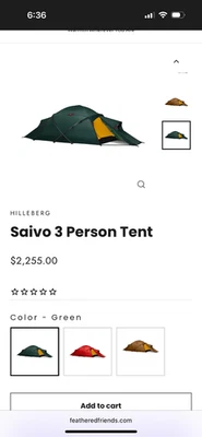 Hilleberg Saivo 3 person Tent with footprint. Green - Image 1 of 2