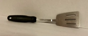 "Espátula ranurada de metal de 12"" con mango negro herramienta de utensilio giratorio" - Imagen 1 de 11