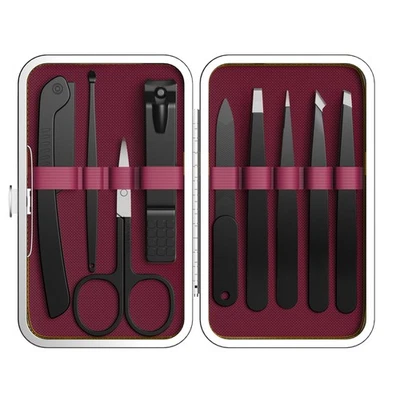 Juego de 9 pinzas y cortaúñas para mujer cabello facial con estuche de viaje,... Foto 1 de 4