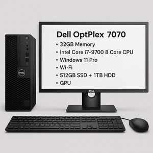 Dell OptiPlex 7070 SFF Desktop PC Intel 8 Core i7-9700 32GB RAM 512GB SSD 1TB HD - Picture 1 of 11