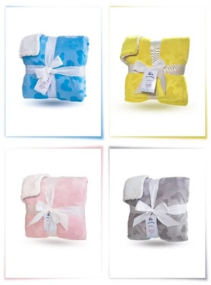 eYone Large Fleece Sherpa Baby Blanket 80×110 cm – Multi Colours, Soft & Cosy - Image 1 of 2