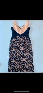 Hybrid dress bodycon 12 midi wide strap navy peach stretch cocktail party - Picture 1 of 13