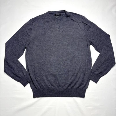 Suéter Tahari Italiano Mezcla Lana Merino Gris Cuello en V Hecho en Italia Para Hombres Grande Foto 1 de 4
