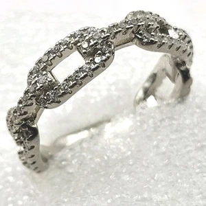 Moissanite Chain Band Ring 925 Sterling Silver Size 8 - Picture 1 of 11