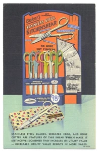 Böker's Edelstahl KÜCHENSCHERE Schere 1938 Leinen AD Postkarte NYC - Bild 1 von 2