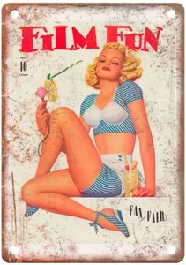Letrero de metal de aspecto retro modelo pinup revista femenina divertida de película GM327 - Imagen 1 de 2