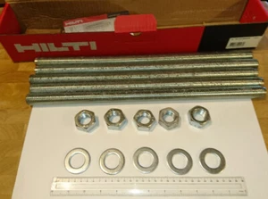 Hilti M24 Ankerstange HIT-V-5,8 M24x450 mit Unterlegscheiben & Muttern. #387073 1 Karton mit 5 Stück - Bild 1 von 1